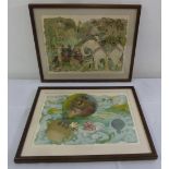 David Macall Johnston a pair of framed and glazed polychromatic lithographic prints of Jules Verne