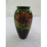 Moorcroft hibiscus vase, signed to the base, A/F