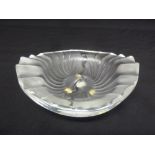 A Lalique frosted glass dish with scalloped edge, signed to base