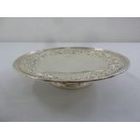 A silver fruit stand with thistle border on raised circular base, Sheffield 1938