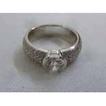 18ct white gold and diamond cocktail ring, central diamond approx 95 pts, approx total weight 12.0g