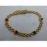 18ct yellow gold and semi precious stone bracelet, approx total weight 22.1g