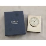 Carrs silver mounted desk clock in original packaging