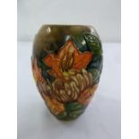 Moorcroft ovoid vase decorated with stylised flowers and leaves, marks to the base, 13.5cm (h)