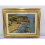 David Bachman framed oil on panel of Praia Dona Ana, Portugal, signed bottom right, 38.5 x 52cm