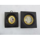 Two framed miniature portraits of ladies, A/F