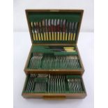 A canteen of rattail pattern silver plated flatware for eight persons to include knives, forks,