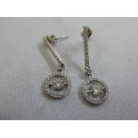18ct white gold and diamond earrings, central diamond approx 25pts each, approx total weight 4.7g