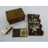 A Victorian daguerreotype, an instrument box, a Liberty collectors box and an oak box with metal