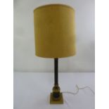 A Corinthian column table lamp on square gilt metal base to include shade