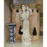 A Chinese blanc de chine porcelain figure of Guanyin, height 10",