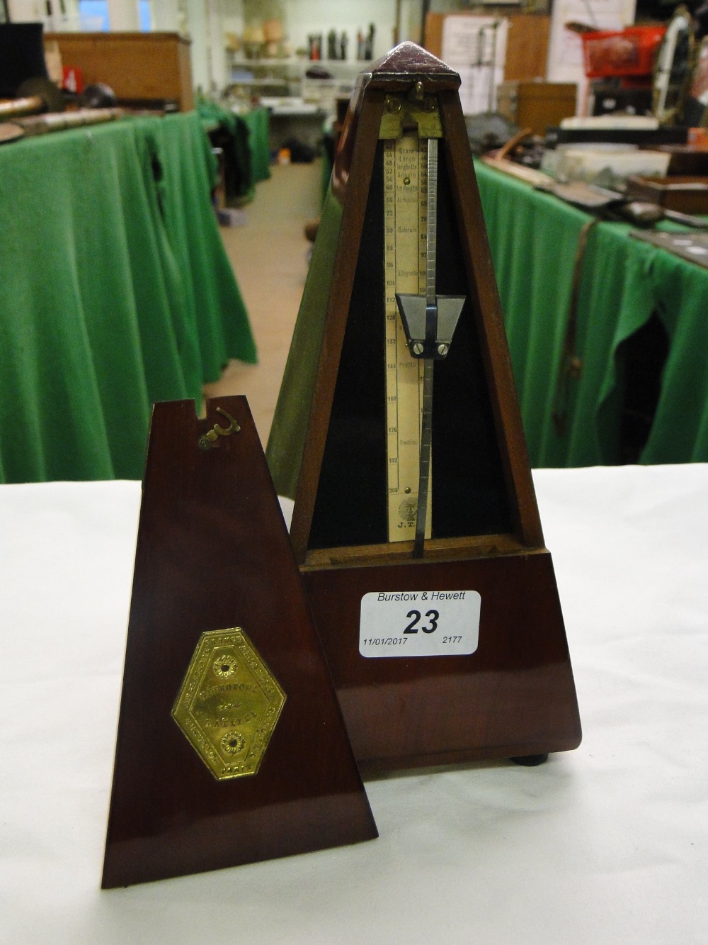 A mahogany cased French metronome