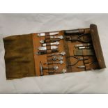 A leather cased Bonsa tool kit