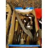Box of woodworkers chisels,