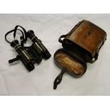 Pair of French extra lumineuse "Huet" binoculars with leather case