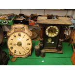 A Wall clock with painted dial & a mantel clock with enamelled dial (2)