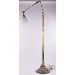 A Victorian floor standing Doulton Lambeth ceramic and brass standard lamp,