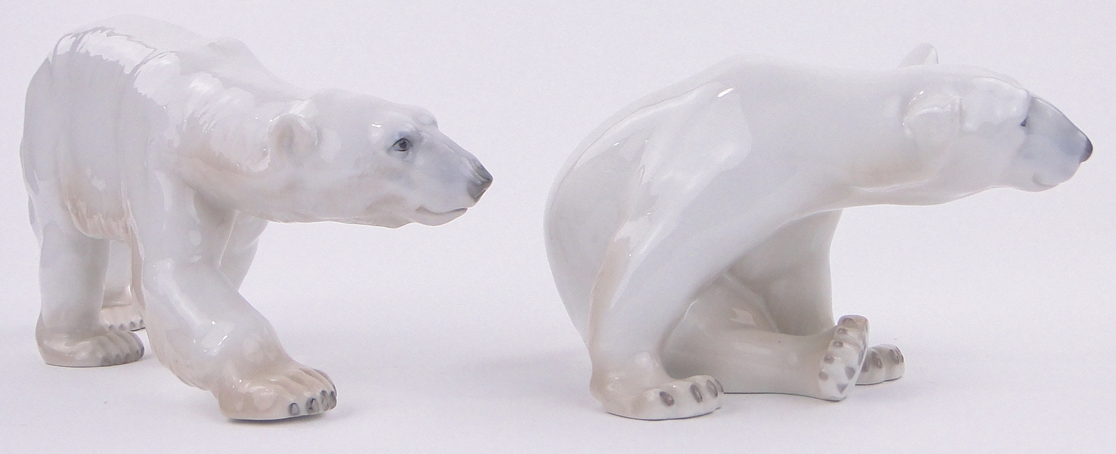 2 Copenhagen B & G porcelain polar bears, longest length 11", (2). - Bild 2 aus 3