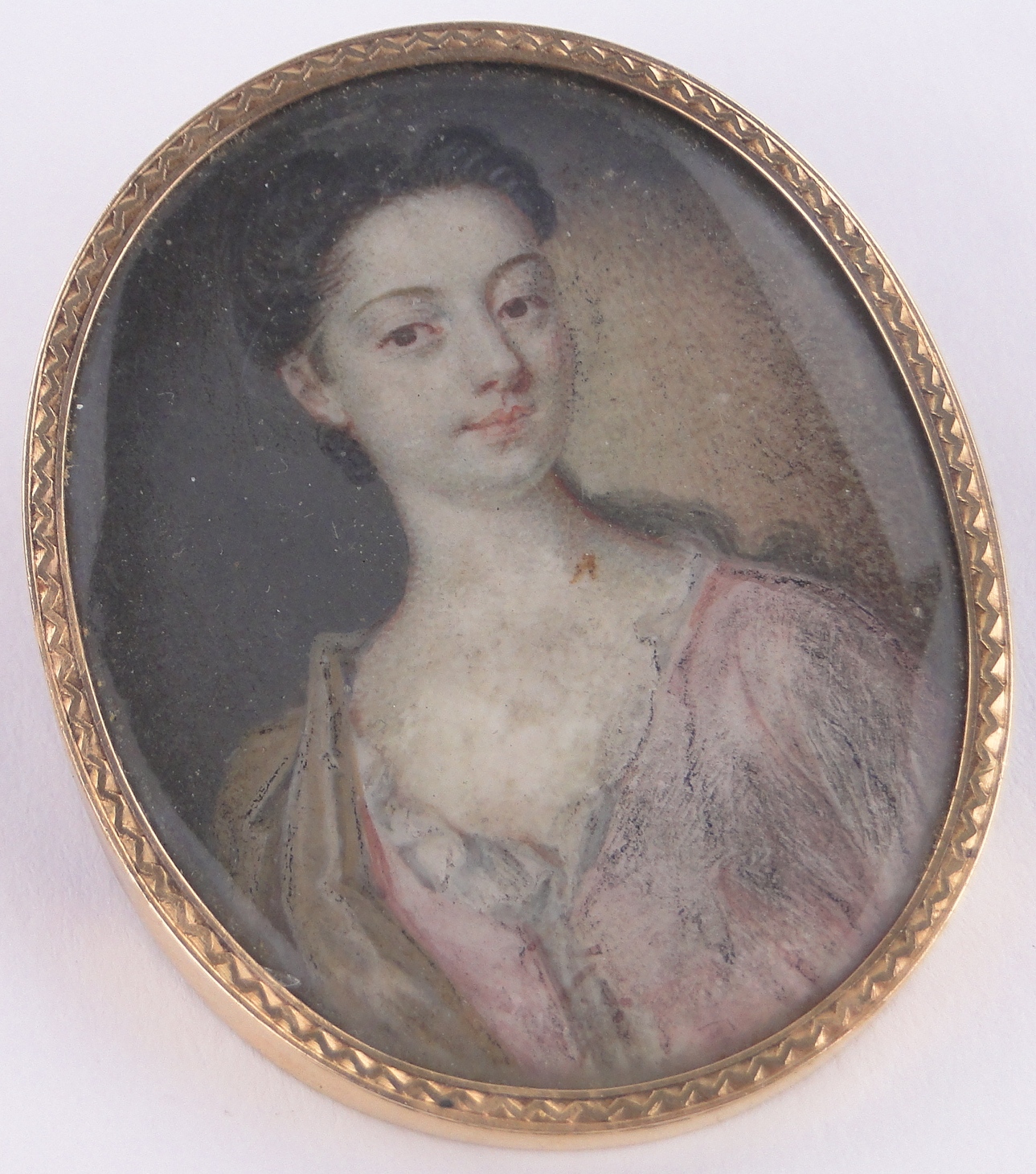 An early 19th century miniature watercolour on ivory, portrait of a young woman, unsigned, - Bild 3 aus 3