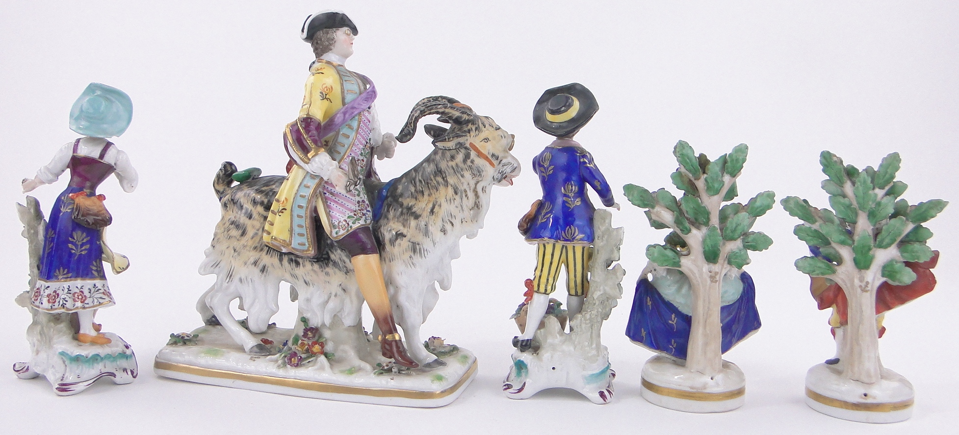 2 pairs of continental porcelain figures, all unmarked, - Image 2 of 3