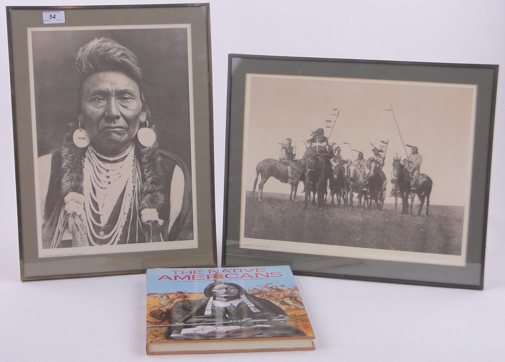 3 Monochrome prints after Edward S Curtis, from portraits of North American Indian life,