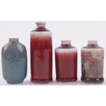 4 Chinese glazed porcelain snuff bottles, largest height 3.5", (4).