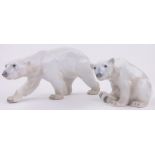 2 Copenhagen B & G porcelain polar bears, longest length 11", (2).