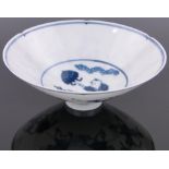 A Chinese porcelain conical shaped bowl, with blue and white painted children designs,