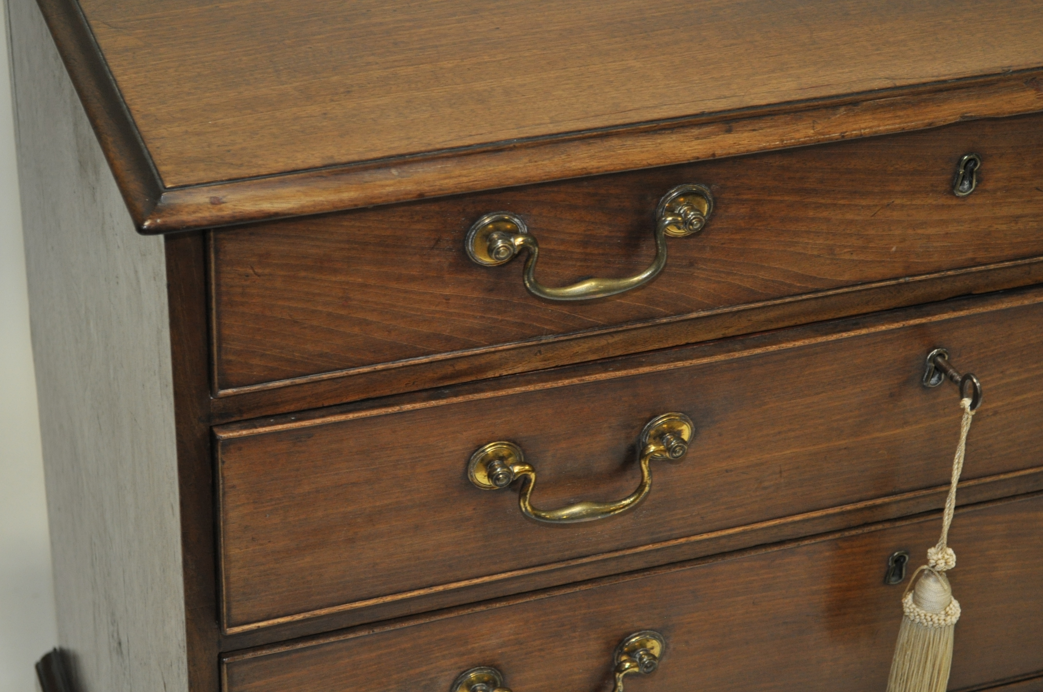 A George III mahogany chest of 4 long drawers, on bracket feet, width 2'10", height 2'9", - Image 3 of 5
