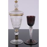 A 19th century Russian glass goblet and cover,