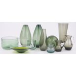A Collection of coloured Studio Glass, including Scandinavian and Whitefriars, (11).