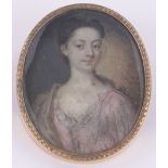 An early 19th century miniature watercolour on ivory, portrait of a young woman, unsigned,