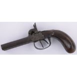 An early 19th century double barrel percussion pistol,