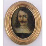 An 18th/19th century miniature oil on metal, portrait of a man wearing a lace collar, unsigned,