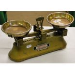 Brignall brass pan kitchen scales and weights.