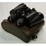 A leather cased pair of Carl Zeiss Jena binoculars.