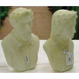 A pair of alabaster Classical busts.