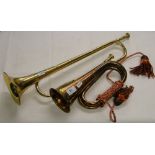 A Sutherland & Argyll copper and brass bugle and another, (2).