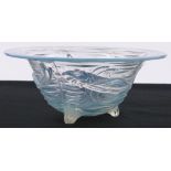 A Jobling opalescent moulded glass fish design bowl, circa 1934, diameter 11", height 4.5".