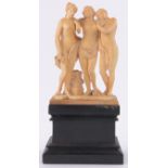 A 19th century continental carved ivory group of the Three Graces, unsigned,