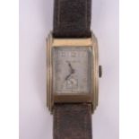 A gent's Art Deco Bulova gold plated wristwatch, circa 1930s, case width 25mm.