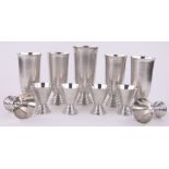 An unmarked Indian white metal cocktail set,