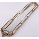 A Venetian style carved gilt framed wall mirror, with etched mirror inset surround, modern,