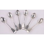 A set of 6 Victorian silver teaspoons, London 1852.