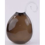 A Taurus brown Studio glass vase by William Yeoward for Loco, height to rim 12".