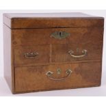 A maple jewel box, with hinged lid and 3 drawers under, width 10.5".