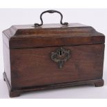 A Georgian mahogany box, with brass carrying handle and concave edge, length 9".