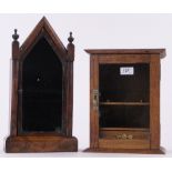 A small glazed oak smoker's cabinet, height 11.