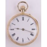 A Swiss 18ct gold cased topwind open face pocket watch, with engraved case,