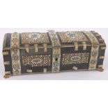 A 19th century horn and ivory covered dome top box,